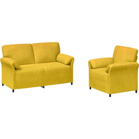 Juego de Sofá 2 uds. Amarillo Terciopelo vidaXL (1/5)