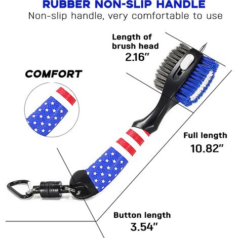 Brosse de nettoyage pour clubs avec mousqueton et poignée antidérapante, outil de nettoyage pour clubs de golf (1/5)
