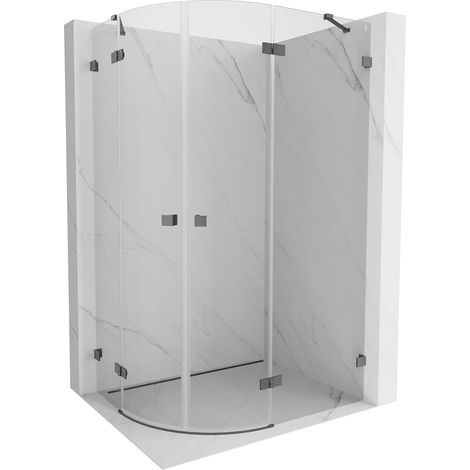 Mexen Lunar Duschkabine halbrund schwenkbar rechts 100 x 90 cm, transparent, gebürstetes Gun Gray - 833-100P-090L-66-00 (1/5)