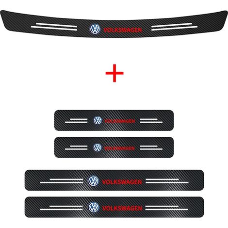 (3 pièces) Autocollants de protection de seuil de porte et de coffre en similicuir imitation fibre de carbone pour Volkswagen VW GTI TOURAN CADDY PASSAT JETTA (1/3)