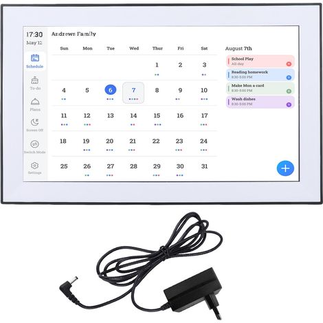 Calendrier numérique de 15,6 pouces, tableau des tâches, WIFI, planificateur familial intelligent électronique, écran tactile, affichage interactif pour vos horaires quotidiens, prise ue (1/5)