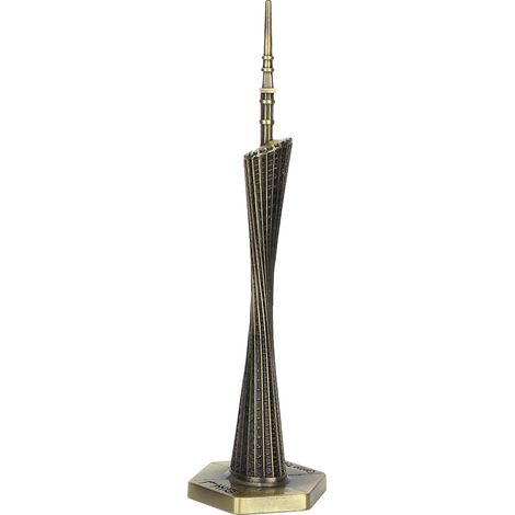 Un modèle de tour de Guangzhou de style rétro, populaire et au design raffiné, idéal pour la décoration de bureaux (couleur bronze). (1/4)