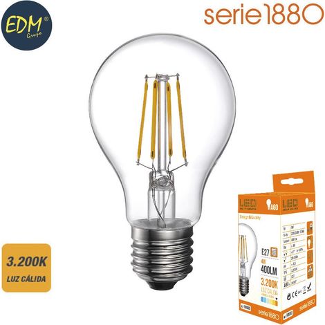 Lampadina LED EDM Filamento Standard E27 4W 500lm 3200K Luce Calda Ø6x10.6cm