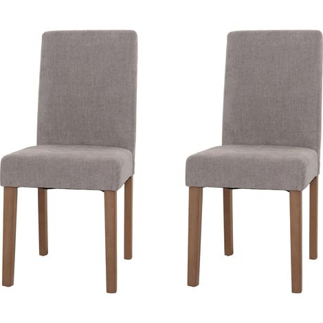 Lot de 2 chaises de salle à manger dossier haut en tissu chenille gris clair pieds en bois clairs 040007322 (1/5)