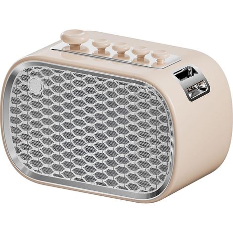 Tragbarer Lautsprecher, Audiogerät, kleiner Outdoor-Audioplayer mit TF-Kartensteckplatz, praktischem Timer, Radio mit AUX-Anschluss, Beige