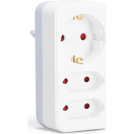 Aigostar Adattatore con 2 Eurospine e 1 Schuko, Presa Tripla, Adattatore Presa con Protezione Bambini,Bianco (1/5)