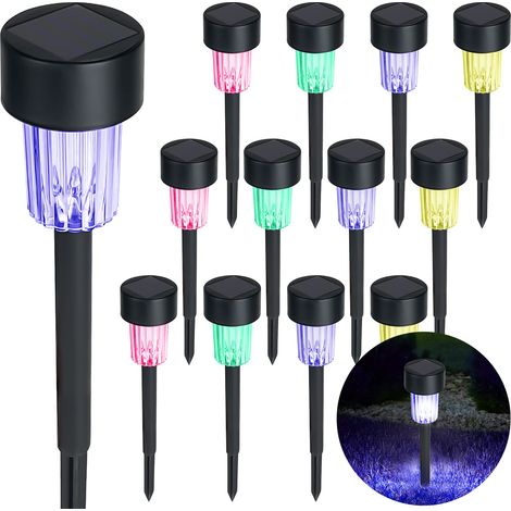 Solaire LED Extérieur Sol Lumières Étanche Paysage Pelouse Chemin Lampe Pour Décor De Jardin Lumière 12 Pcs Multicolore (1/5)