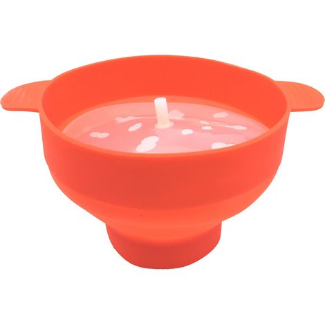 Bol à popcorn avec poignée en silicone orange rouge (1/5)
