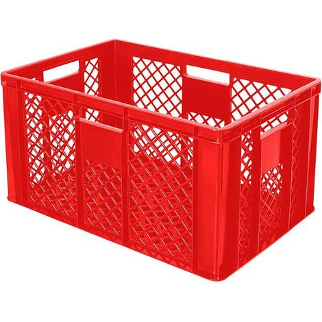 BRB 54 Stück Eurobehälter/Bäckerkiste durchbrochen, LxBxH 600x400x320 mm, PE-HD, lebensmittelecht, rot, Palettenware