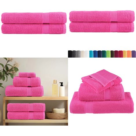 Premium-Handtücher SOLUND 2 Stk. Rosa 100x200 cm 600 g/m² - Baumwolle - Rosa Handtücher - Badezimmertextilien - Strandtuch - Badetuch - Home & Living (1/5)