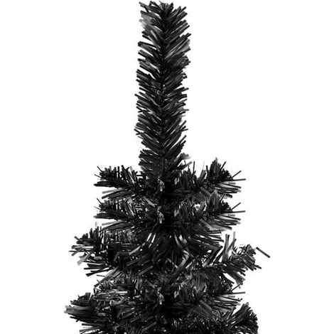 Sapin de Noël - CUQUE - 180 cm - Noir - PVC et acier - Assemblage requis (1/3)