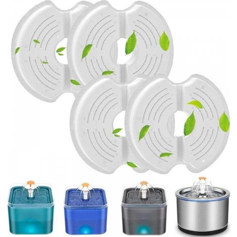 Filtre de rechange pour fontaine à eau pour chat en acier inoxydable de 2,5 L, filtre à charbon actif pour abreuvoirs pour chat de 2 L (lot de 4) (1/5)