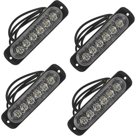 Adatto per luci di emergenza lampeggianti per auto a 6 LED da 12V a 24V, con luce blu e rossa lampeggiante.