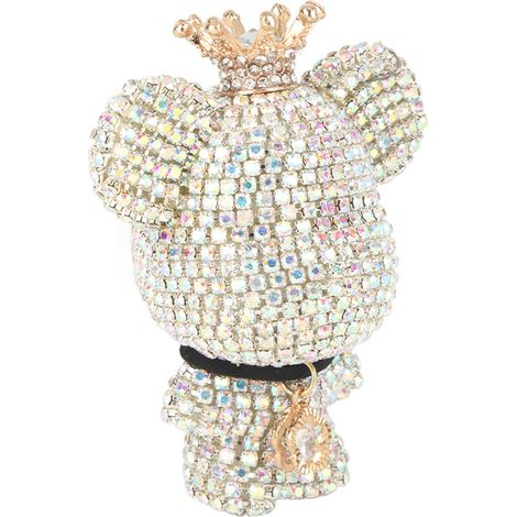 Décoration de voiture porte-bonheur ours strass scintillants, diffuseur parfum pour grille d'aération, accessoire intérieur auto, clip mural ventilateur, cadeau élégant pour habitacle (1/5)