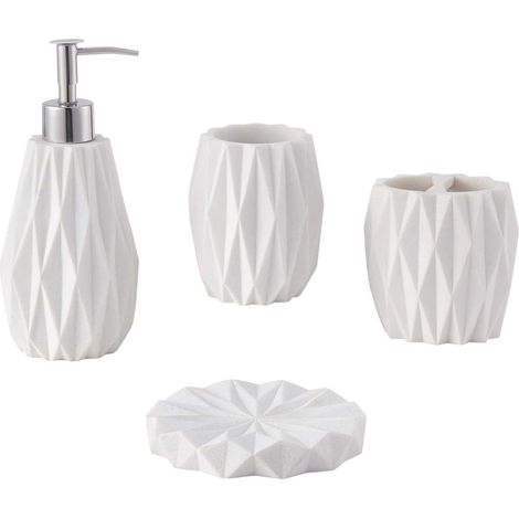 Ensemble Complet d'accessoires de Salle de Bain avec Distributeur de Savon, Porte-Brosse à Dents et Porte-Savon pour Une Organisation Élégante et Fonctionnelle (1/5)