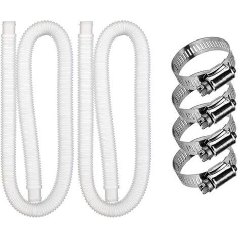 2pcs Tuyau De Remplacement pour Piscine, Accessoires De Tuyau De Pompe À Filtre avec 4 Clips Métalliques, Tuyau De Piscine Long De 59 Po pour Pompe Intex 607 637, Accessoires De Piscine