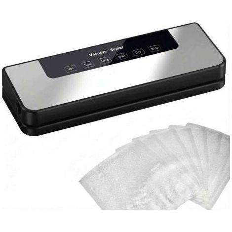 Machine à emballer sous vide, 6 en 1, avec affichage numérique LED, compte à rebours, programme de soudage, mode de scellage, riz, humide, sec pour tout type d'aliment,contient 10 sachets (1/5)