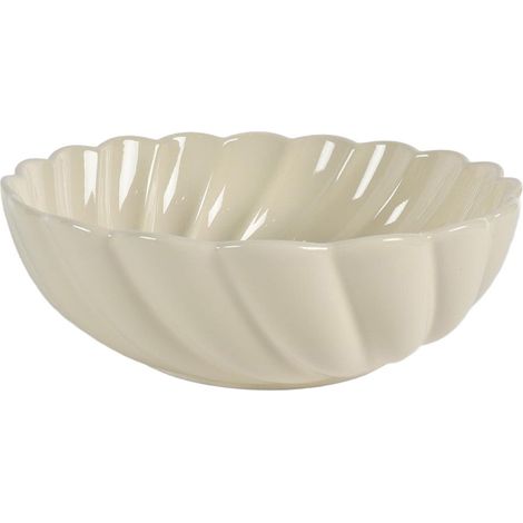 Saladier en Porcelaine Écru Bol de Service pour Salade et Fruits 25,5 x 25,5 x 9 cm - PANGIVO (1/4)