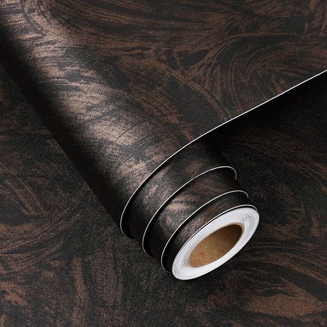 Papier Peint Adhesif Mural Beton Noir Papier Peint pour Mur de Cuisine Chambre Imperméable Papier Peint Effet Beton Industriel Marron Noir Revetement Adhesif Meuble Cuisine Armoire 40CM×2M (1/5)