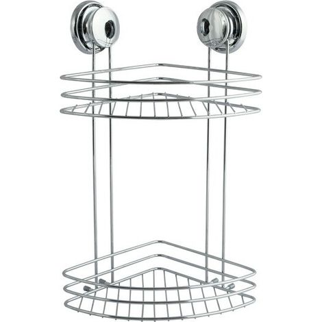 Etagère d'angle de douche 2 niveaux à ventouses Acier Chromé MSV