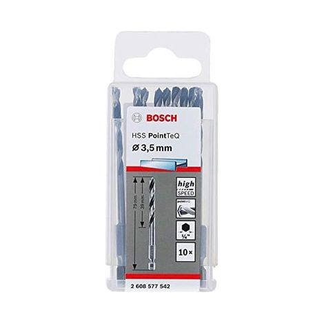 Broca espiral Bosch pointteq hex HSS 3,5 mm 10 piezas