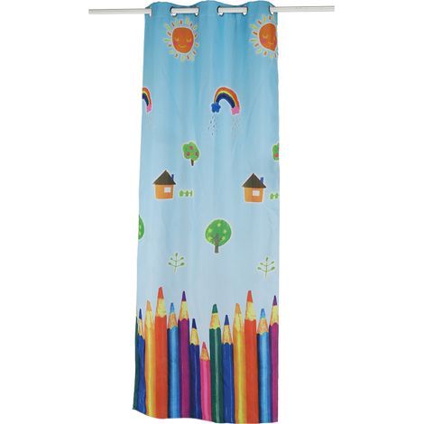 Rideau à motifs crayons dessin animé voilage enfant chambre