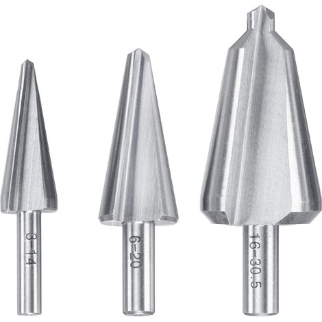 HSS Blech-Schälbohrer Set, 3-teilig für Edelstahl, Konus-Bohrer stufenlos für hochlegierte Stähle (1/3)