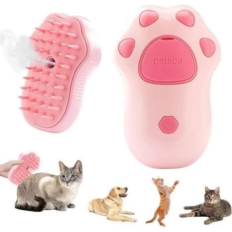 Brosse à vapeur - 3-In-1 - Nettoyage et massage - Élimine enchevêtrements - Pour chats et chiens (1/4)