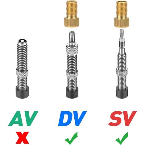 Lot de 4 - Adaptateurs De Valve - Bouchon De Valve En Laiton Embout Pompe Vélo Presta À Sclaverand Avec Joint d'Étanchéité Pour VTT Bicyclette (1/5)