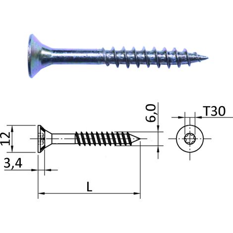 200 Stück JD Spanplattenschrauben I-Stern (Torx) T30 Ø 6,0 mm L: 50 mm