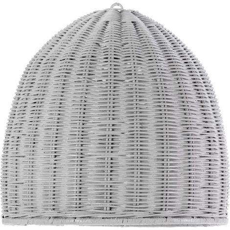 Lampara De Techo 35X35X35 Mimbre Blanco