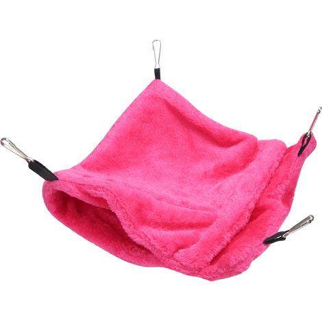 Hamac suspendu deux couches pour petits animaux de compagnie, doux et confortable, avec crochet, pour hamster, planeur de sucre, rose rouge, taille L (1/5)