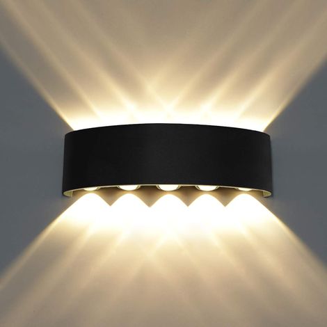 Moderne Imperméable Lampe Murale LED Applique Murale Up Down Aluminium Lèche-murs LED Intérieur Extérieur pour Salon Porche Escalier, 10W Blanc Chaud (1/5)
