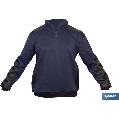Sudadera ranger 280 g/m² azul-negro, 65% algodón, media cremallera y refuerzos (1/5)