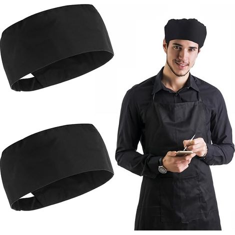 Lot de 2 toques de chef noires avec dessus en maille – Chapeau de travail respirant et confortable pour une utilisation professionnelle en cuisine (1/5)