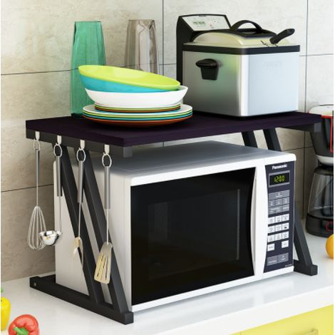 DazHom®Support de Four à Micro-Ondes, Étagère Rangement Cuisine, Étagères à Épices, Noir 57×38×38 cm (1/5)