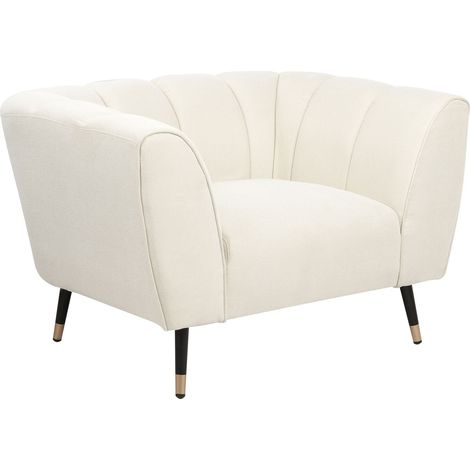 Poltrona in tessuto Seduta ampia e profonda con schienale basso e trapuntato Beige Chiaro Orsta