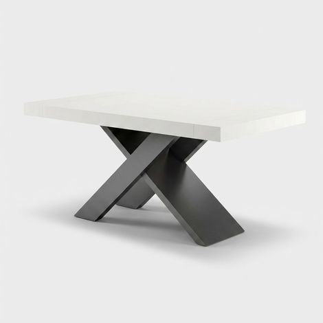 Tavolo da pranzo allungabile 10 persone base nera 140/220x90 Roma - Frassino