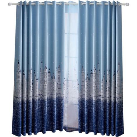 Rideau Occultant - Polyester - 100 x 250 cm - Pour Chambre Et Salon - Bleu (1/5)