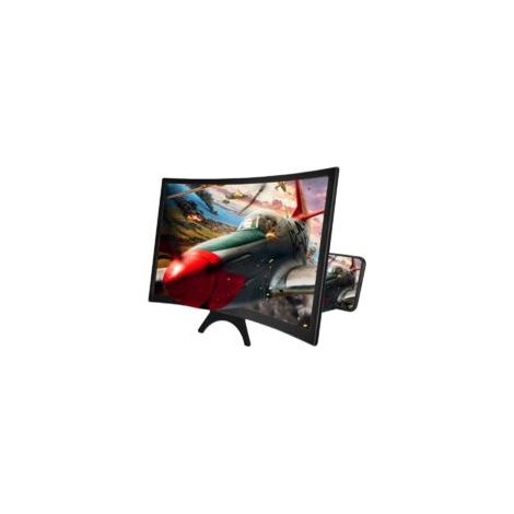 Bardusch-12" Loupe Ecran Smartphone, Amplificateur 3D HD Grossissant avec Conception de Surface Incurvée Films Vidéos Amplificateur Loupe D'écran de Stand Téléphone Pliable pour Tous Smartphones