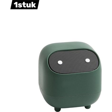 Mini poubelle avec couvercle – Poubelle compacte et élégante pour bureau, salle de bain ou chambre – Design moderne – Vert (1/5)