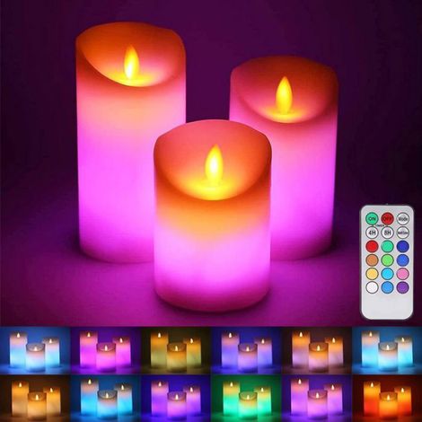 Bougies LED - - Lot de 3 - Minuterie - Télécommande - Flamme vacillante (1/2)