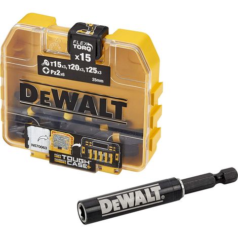 Set di 15 punte a percussione TX15 TX20 TX25 Adattatore PZ2 1/4" Dewalt DT70522T-QZ (1/5)