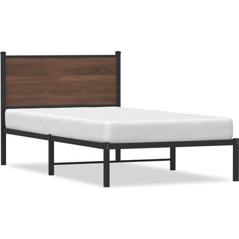 Lit simple Lit adulte Cadre de lit en métal sans matelas chêne marron 100x190 cm (1/5)