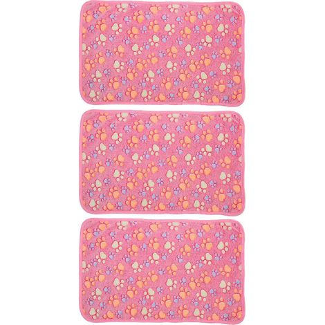 Couverture chien 3 pièces en molleton corail, imprimé pattes adorables, douce et chaude, tapis de repos anti-morsure pour animaux. (1/5)