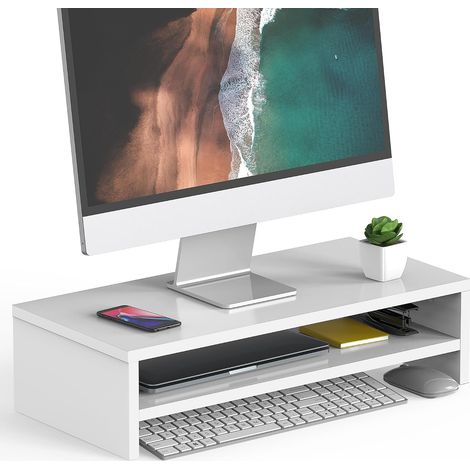 Support Ecran PC, Pour Ordinateur Moniteur TV, Blanc, 54cm (1/5)