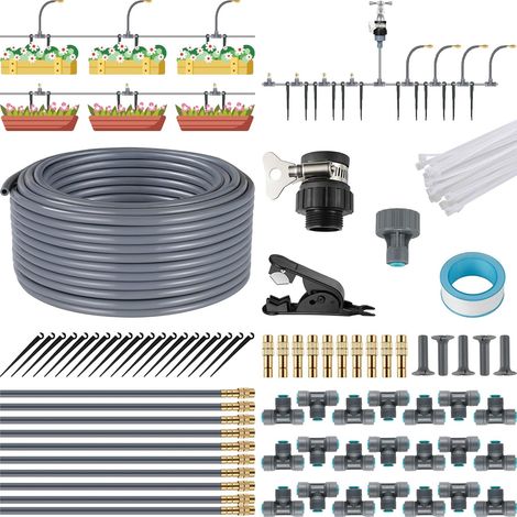 Système d'Irrigation Jardin 20M Tuyau, Kit d'Irrigation avec 20 Buses en Laiton Réglables à 360°, Kit Arrosage Micro Irrigation Goutte à Goutte et de brumisation pour Pelouse Serre et Potager, ⌀6mm (1/5)