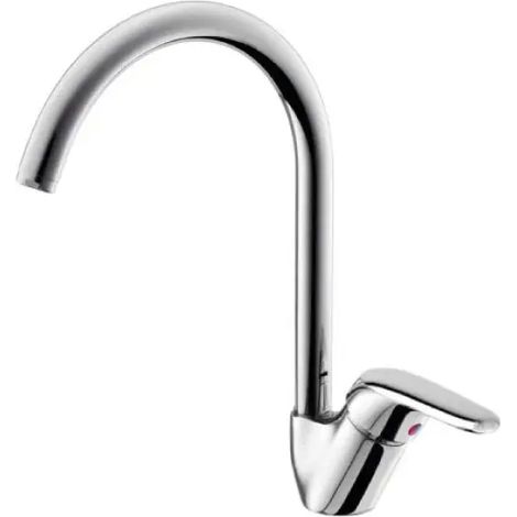 Rubinetto miscelatore monocomando cromato per lavello con canna alta tonda serie kappa 3/8" EURORAMA