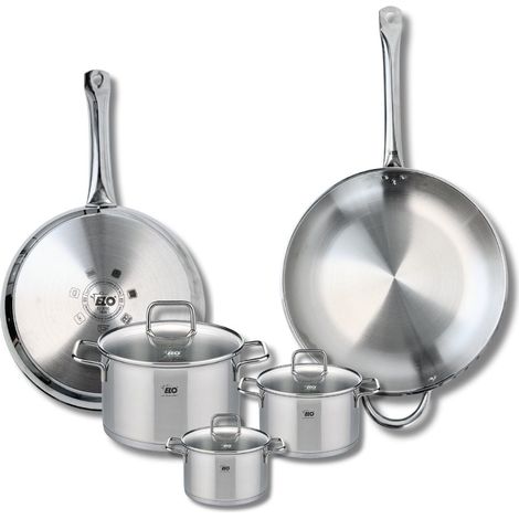 Ensemble de 2 Poêles de cuisson 28 et 32 cm et 3 faitouts 12, 14 et 20 cm Elo Profi Citrin (1/5)