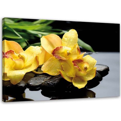 Tableau sur toile Orchidée Fleur jaune 100x70 (1/5)